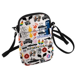 Super Thing Anti Possession Symbol Crossbody Bag Brother TV Show Lover Team Free Will Small Sling Bag Birthday Gift, White