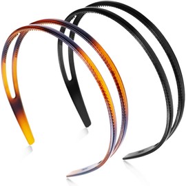 2 Pieces Plastic Headband Double Row Teeth Comb Hair Band Simple and Chic Hair Hoop Non-Slip Hair Accessory for Women Girls Daily Dating Decorations(Black, Brown)
