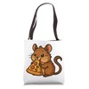 Cute Cartoon Degu Eating Pizza Tote Bag