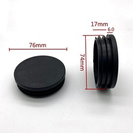 4 Pack 3 Inch (76mm) Round Plastic Hole Plugs,Steel Furniture Pipe Tube Cover Insert,Black End Cap for Metal Tubing,Glide Insert for Pipe Post,Chairs and Furnitures Legs,Furniture Floor Protection