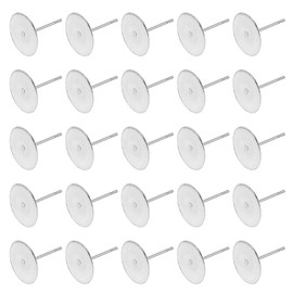 Tupalizy Stainless Steel Flat Blank Pad Tray Earring Posts Earring Pin Studs for Resin Stud Earring Jewelry Making Earring Repair Business Craft Projects DIY Supplies Accessories, 50PCS (12mm)