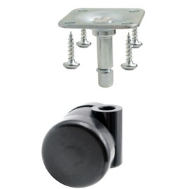 Design61 Set of 4 Universal Furniture Castors Diameter 35 mm Swivel Castors with Screw-On Plate + Screw