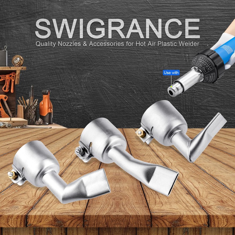 SWIGRANCE Hot Air Welding Nozzles 3Pcs/Set (Straight, 90 Degree and