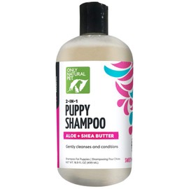 Only Natural Pet Puppy Shampoo with Aloe + Shea Butter - 2 in 1 Moisturizing Plant-Based Formula, Fragrance-Free, 16.9 Fl oz