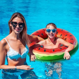 Jasonwell Alberca Inflables para Alberca - 2 Pack Flotadores Tubos Salvavidas para Niños Flotadores para Alberca Natación Anillos de Frutas Sandía