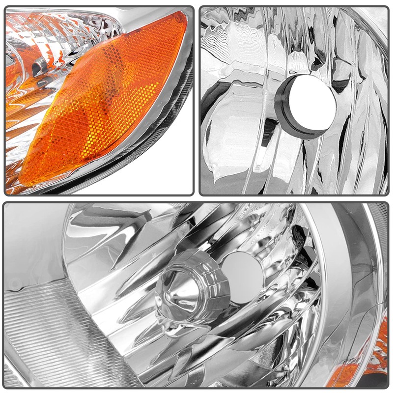 ECCPP Headlight Assembly Pair For Toyota Corolla 2003-2008 Chrome Housing