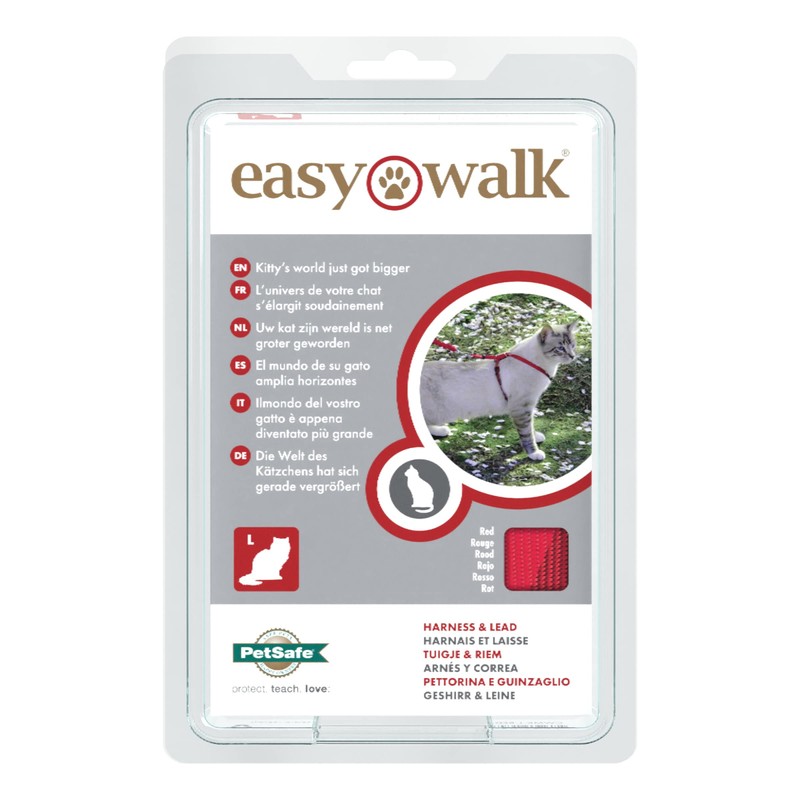 PetSafe Easy Walk CWMK-L-RED-19 Cat Harness with Elastic Bungee Lead