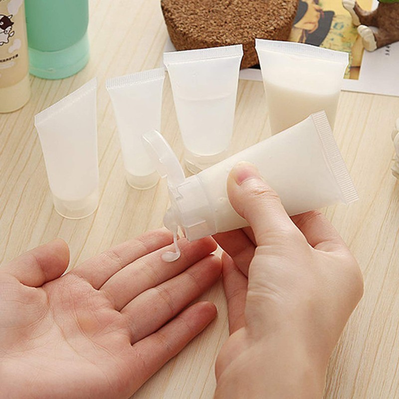 Alledomain 6Pcs 30g/30ml Empty Squeezable Soft Plastic Tubes Refillable Cosmetic