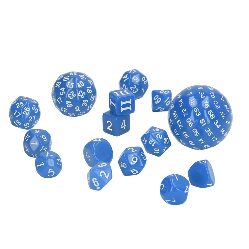 15pcs Complete Polyhedral Dice Set Acrylic D3 to D100 Spherical