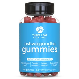 Three Leaf Nutrition Ashwagandha Gummies for Men & Women - Ashwagandha Supplements Supports Focus, Memory, Calmness & Energy - Ashwagandha Extract Gummy - 60 Gummies