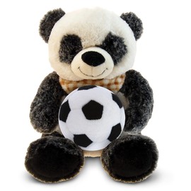 DolliBu Sitting Panda Stuffed Animal with Soccer Ball Plush - Soft Huggable Panda, Adorable Playtime Panda Plush Toy, Cute Wildlife Gift for Kids and Adults - 9 Inches