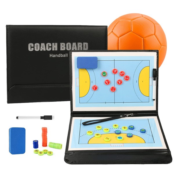 Joyeee Magnetic Handball Tactic Board for Trainer Folding Professional Handball Coaching Board with Pen Eraser Magnets Accessories for Coach Training Competition Sports