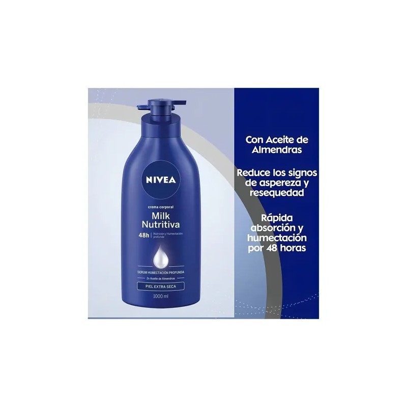 Nivea Milk Nutritiva crema corporal 1 L nutrición para piel