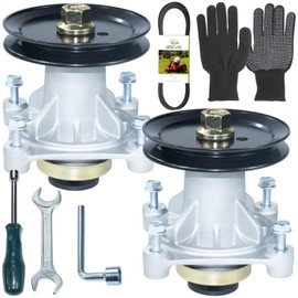 BOSFLAG 2 Pack 604214 Spindle with 603987 Pulley 607059 Belt Replaces Hustler 604214 Spindle for Hustler 604214 Spindle Assembly, Hustler Part 604214, Hustler Spindle 604214 for 42" Dash XD Lawn Decks