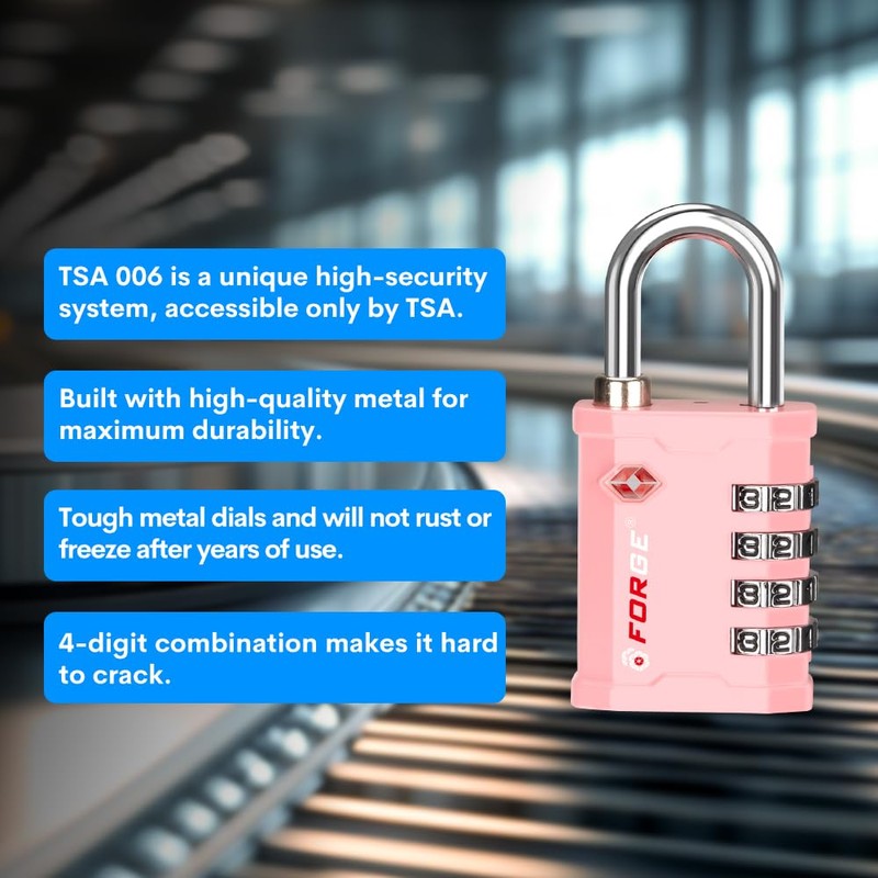FORGE 4 Digit 17067 TSA Approved Combination Lock, Great for