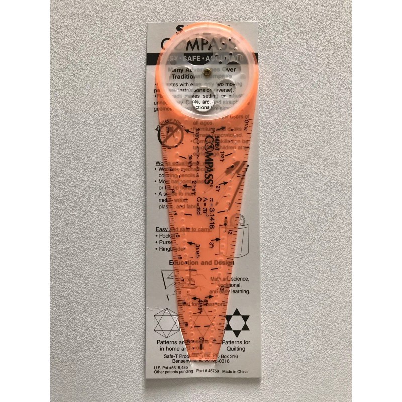 Safe-T Inch and Metric Calibrated Rule Compass (No Sharp Points)