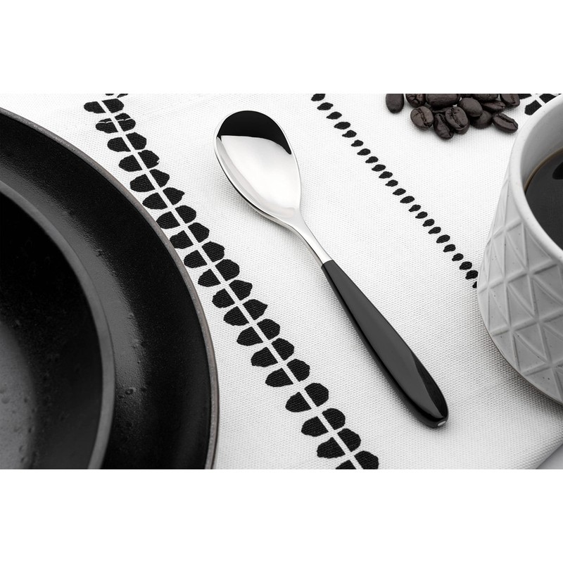 Grunwerg 2CS650BK Yin & Yang Coffee Spoons, Stainless Steel, Black