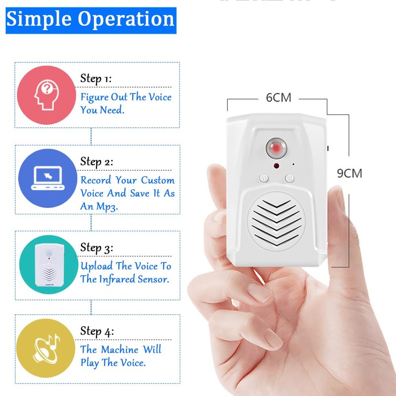 EFCWGIA Motion Activated Sound Player with Loud Speaker, PIR Talking
