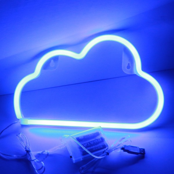 XIYUNTE Neon Sign Cloud Neon Light Sign for Wall Decor, Battery or USB Powered Led Cloud Light Blue Neon Signs for Bedroom, Kids Room, Living Room, Bar, Party, Christmas, Wedding