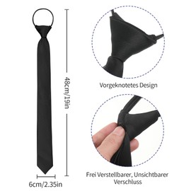 Pack of 4 Ties for Men, Tie Pre-Tied Safety Ties with Zip, Tie Black Grey Silver Grey Navy Blue Wedding Tie Sympathy Tie, black