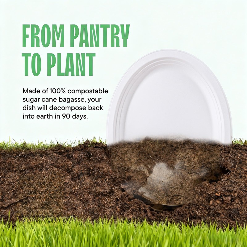 DaYammi 100% Compostable Oval Paper Plates 12 Inch, 125-Pack Heavy