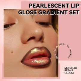 HOSAILY Lip Liner Gloss Set, 2 in 1 Dark Brown Lip Liner Glitter Lip Gloss, Matte Creamy Lip Pencil Lipstick With Shimmer Big Brush Head Light Brown Lip Gloss, Moisturizing Lip Combo for Women, 08