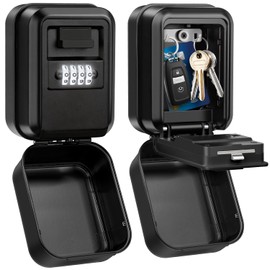 TEUEN Key Lock Box, Waterproof Wall Mount Lock Box for Keys with Code