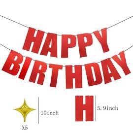 BIEUFBJI Red Happy Birthday Banner - Birthday Party Decorations - Girls Boys Birthday Decorations-Happy Birthday Banner