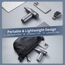 TyNox Electric Air Duster Kit, 150000RPM Super Power Cordless Dual Purpose Compressed Air Duster, Mini Vacuum Cleaner with 3-Gear Adjustable and Violent Mode for Cleaning