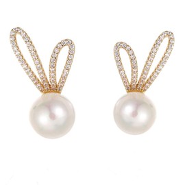 Rabbit Earrings Women Girls Easter Earrings Exquisite Easter Bunny Earrings Cute Stud Earrings Easter with Rhinestones Rabbit Easter Earrings for Holiday Accessories, Jewellery Gifts, Alloy,