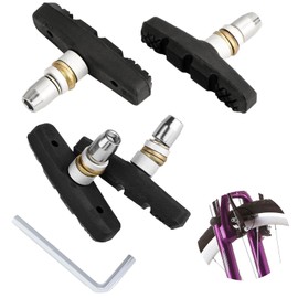 Deiboun Bicycle Brake Pads, 2 Pairs, Brake Shoes, 2.4 inches (60 mm), Bicycle Brakes, Noise Reducing, High Durability, All Weather, For V-Brakes, Shimano Brake Shoes, Mountain Bike, Road Bike, Hex