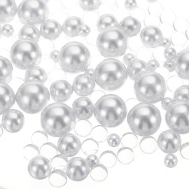PATIKIL 150 Pieces Floating Beads, 8/14/20mm Vase Fillers Vase Centerpieces Pearl No Hole and 8000Pcs Clear Water Gel Bead for Decoration, Pure White