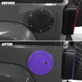 SQQP JK - Tapa de depósito de gasolina para puerta de combustible, accesorios exteriores de aluminio para Jeep Wrangler JK y Unlimited Sport Rubicon Sahara 2/4 puertas (morado