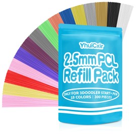 YhuiCxir 300 Pieces 3D Pen Refills Pack for 3Doodler Start+ Pen 15 Colors 2.5 mm Low Temperature 3D Pencil PCL Filaments Not Compatible with Other 3D Printing Pens