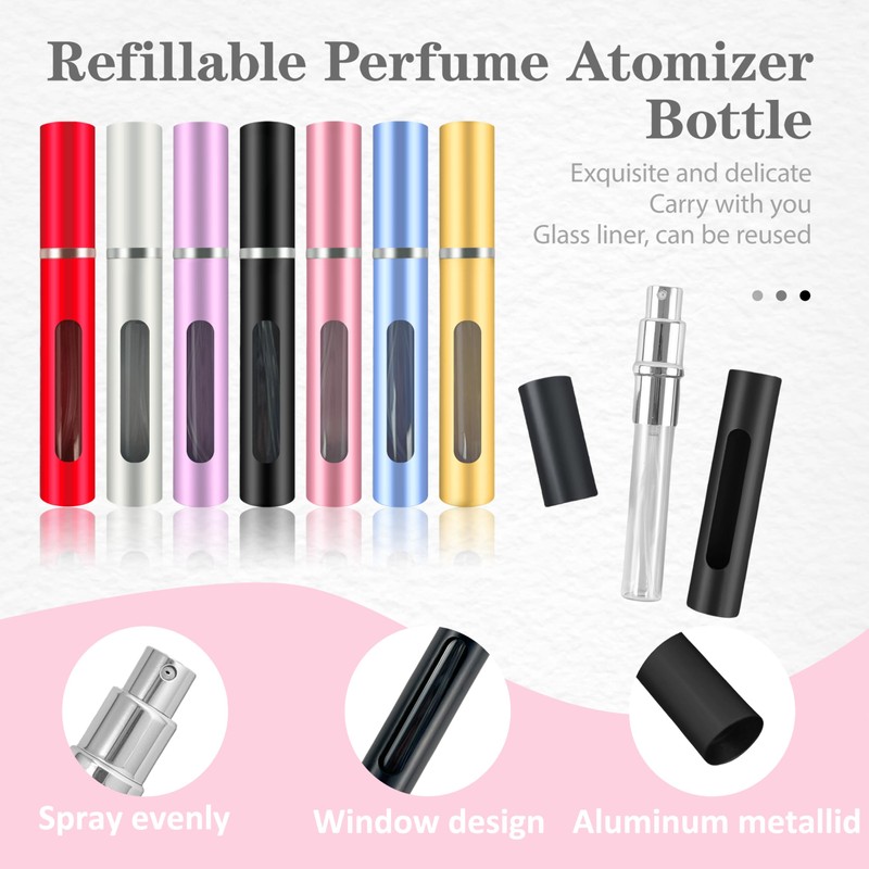 Kewjug 2 Pack Refillable Mini Perfume Atomizer Bottle，Portable Separate Bottles，Travel