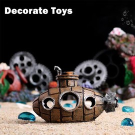 IUYYPU Resin Submarine Ornament: Safe Multi-Level Hideout + Spawning Caves for Aquariums, Boosts Cherry Shrimp Breeding Success, Protects Small Fish & Crabs (Fresh/Saltwater)