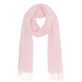 Bovari Linen Scarf for Men and Women Made of 100% Linen - Lightweight and Breathable - Summer Scarf - Fringe Scarf, pink