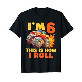 6rd Birthday Kids I'm 6 This is how I roll Monster Truck Boy T-Shirt