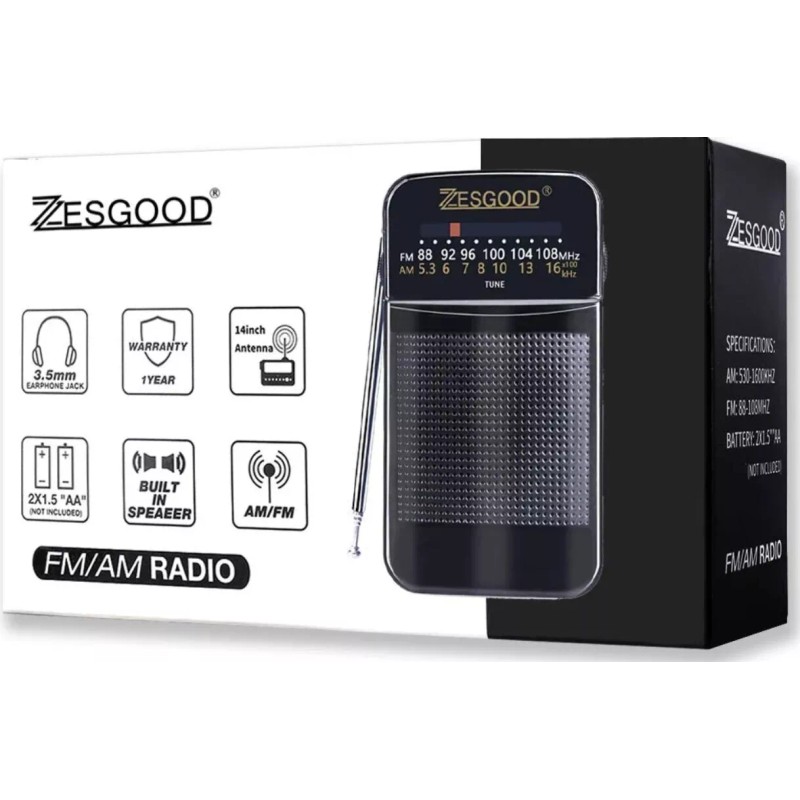 ZesGood Portable AM FM Radio Compact Transistor Radio Pocket Radio