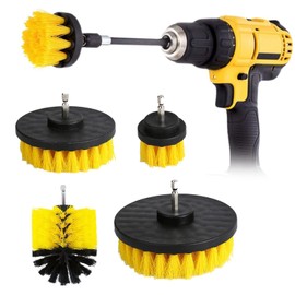 4 Piece Brush Attachment Drill Set, Brush for Drill Bristles 2 Inches/3.5 Inches/4 Inches/5 Inches Drill Brushes, Cordless Drill Brush, Cleaning Brush for Rims, Tiles, Kitchen, Floors, Car, Bathtub