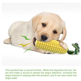 Generic Buddy Dog Chew Toy, Interactive Dog Toys for Agressive Chewers, Chew Toy Cleaning Grinding Teeth, Puppy Durable Squeaky Dog Corn Toy, Yellow