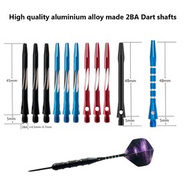 BIPY 87/Pack Dart Stems and Flights Set in 2BA Thread Throw Fitting with O-Ring Medium Aluminum Shafts Dart Professional Dart Accessories Kit for Indoor Dart Games