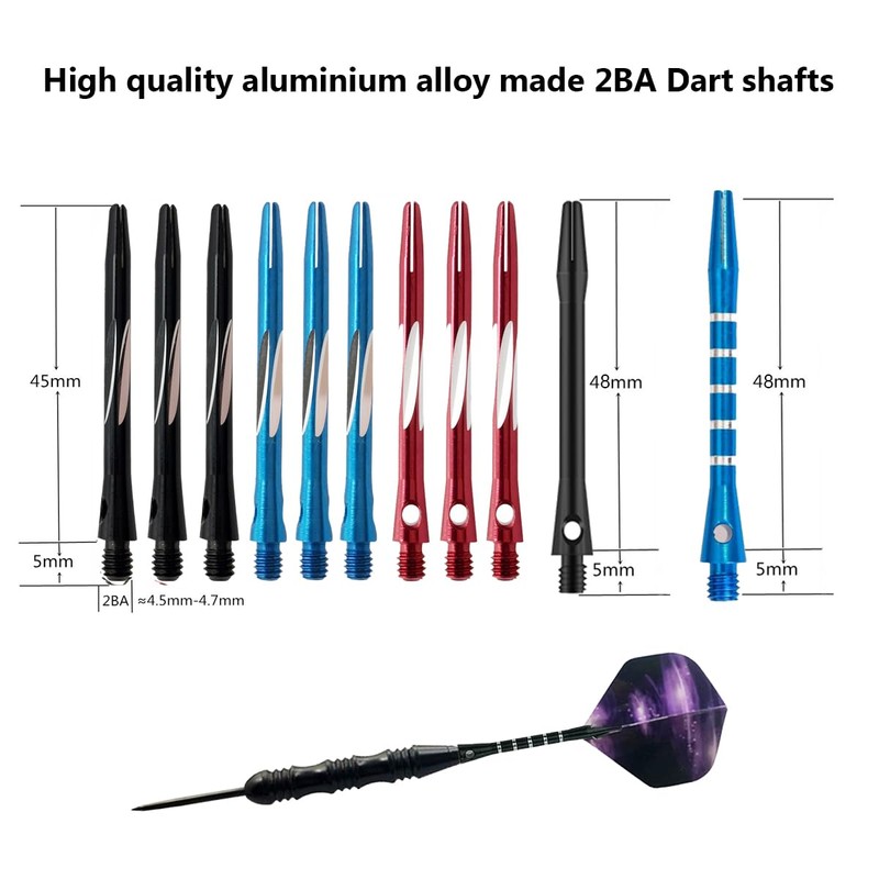 BIPY 87/Pack Dart Stems and Flights Set in 2BA Thread