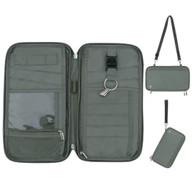 WALNEW Family Passport Holder for 6/7 Passports with Airtag Holder, RFID Blocking Travel Document Wallet Waterproof Passport Cover with Crossbody Strap for Women Men (Grey)