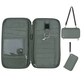 WALNEW Family Passport Holder for 6/7 Passports with Airtag Holder, RFID Blocking Travel Document Wallet Waterproof Passport Cover with Crossbody Strap for Women Men (Grey)