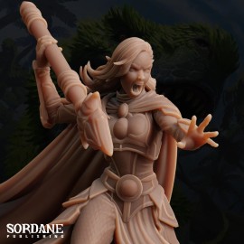 Arcane Minis Umbriel Dark Elf Cleric - Pose 2a | Sordane Publishing | D&D Miniature