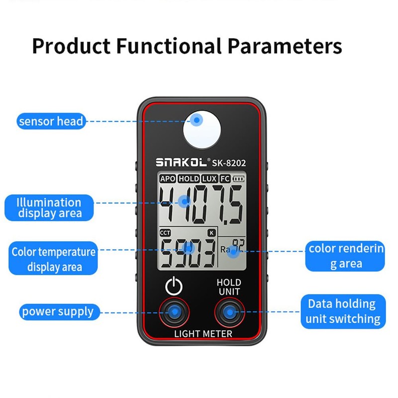 Colour Temperature Tester High Precision Illuminance Meter 0.5-300000 LUX LED