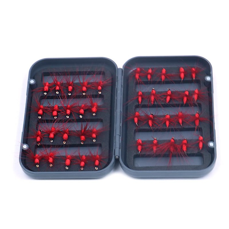 ANCLLO 40Pcs Red Ant Fishing Flies Kit Trout Salmon Flies