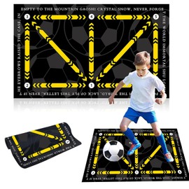 Football Training Mat, 60 x 90 cm Football Mat, Football Step, Football Step Training Mat, Football Mat, Ball Control, Gift for Children and Football Lovers (Football Pattern Yellow)