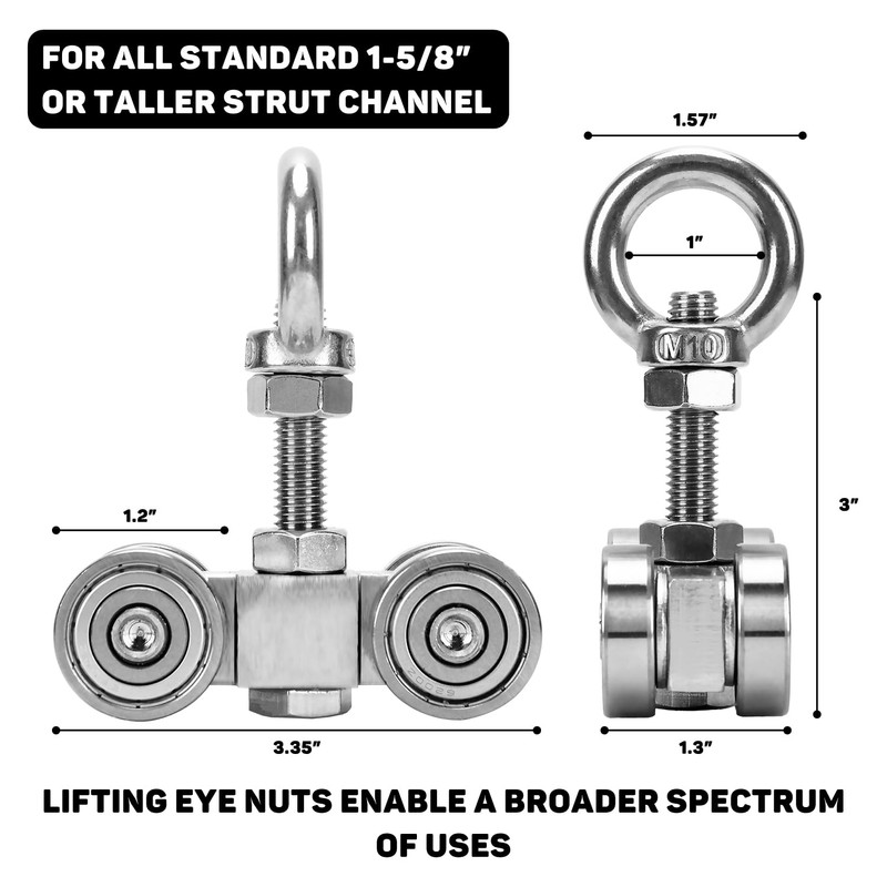 4 Wheels Trolley Assembly Rollers, 4 Bearings Trolley Assembly for